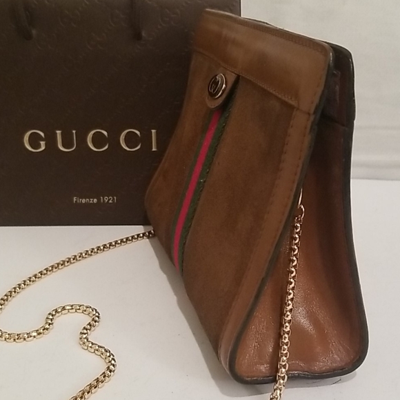 Gucci Leather Suede Clutch Crossbody Purse - Picture 6 of 16